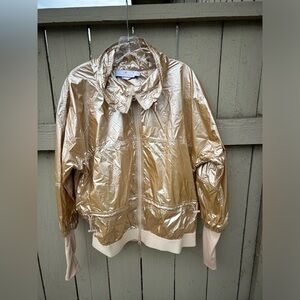 Stella McCartney X Adidas Metallic Gold Run Jacket Sz M Athletic Limited Edition